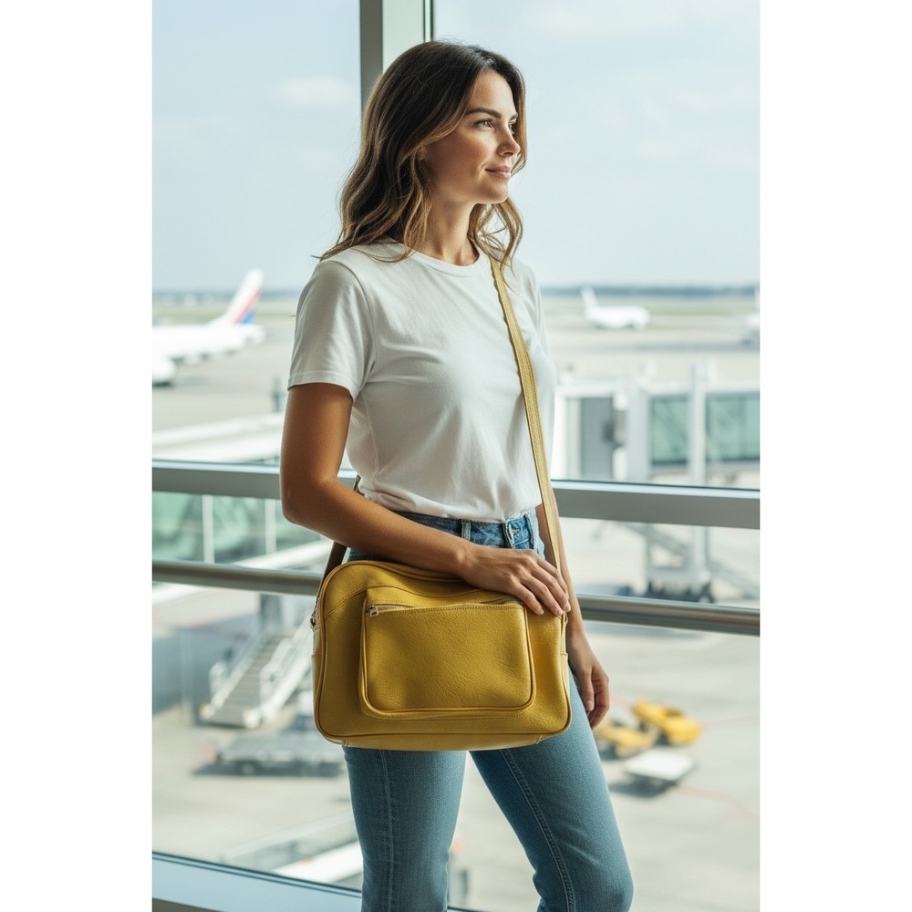 Vintage 1970 American Tourister Yellow Carry-On Travel Bag MCM Shoulder Tote Bag